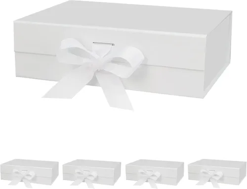 Miniatura 9 de DaiUni 10.5"X7.5"X3.1" Black Magnetic Gift Box with Lid and Ribbon for Presents Naranja