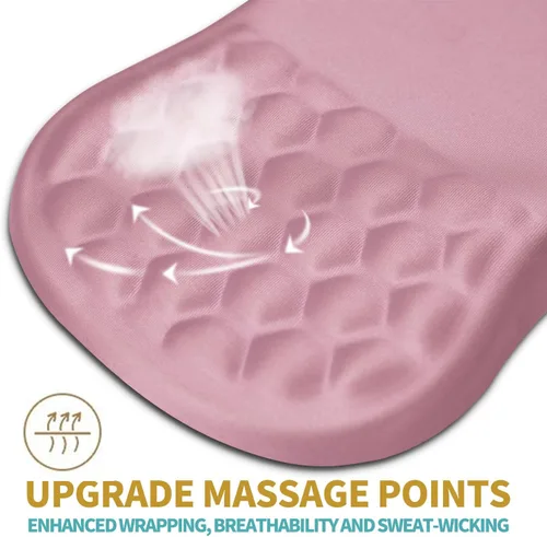Miniatura 2 de Hokafenle Alfombrilla Ergonómica para Mouse con Soporte para Muñeca con Diseño de Masaje, Reposamuñecas para Aliviar el Dolor con Espuma HK004-Rosa