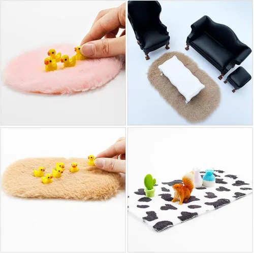Miniatura 8 de Juego de 9 alfombras en miniatura surtidas para casa de muñecas, alfombras tejidas coloridas para decoración del hogar, 9.84 x 5.90 pulgadas, ideal