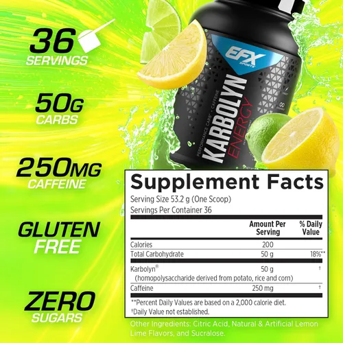 Miniatura 2 de EFX Sports Karbolyn Energy Polvo de carbohidratos de rendimiento + cafeína Carga de carbohidratos y energiza 250 mg de cafeína Sin azúcar