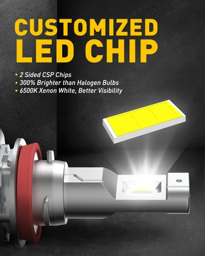 Miniatura 2 de AUXITO Bombilla LED antiniebla H11 H8 sin ventilador, 40 W 6000 lm de alto brillo, 6500 K blanco frío, chips LED CSP, bombillas antiniebla H16 H11