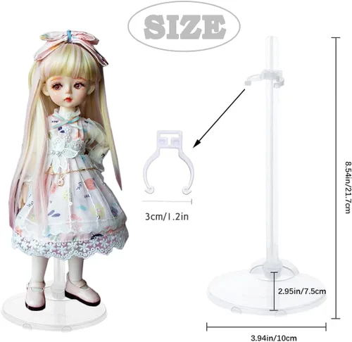Miniatura 2 de 10 soportes para muñecas, soportes de soporte transparentes para muñecas, soporte de figura de acción con clip de cintura ajustable, mini base