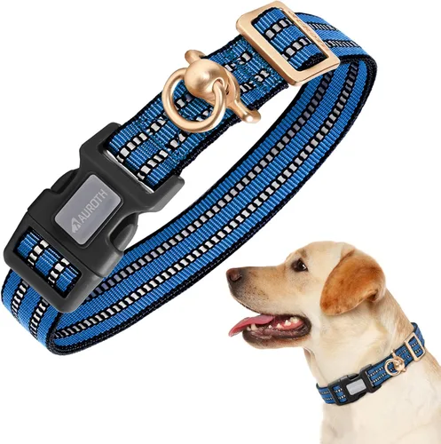 Miniatura 11 de Collar de perro Auroth para perros medianos y grandes, collar de perro reflectante, collares de perro de nylon suave ajustables con resistente army