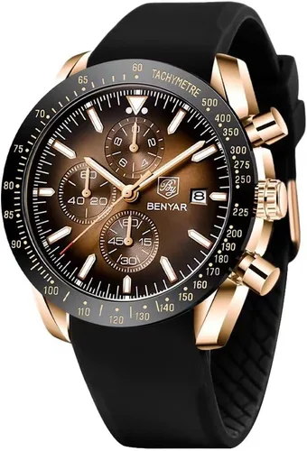 Miniatura 10 de BY BENYAR - Reloj para hombre, cronógrafo analógico de cuarzo, impermeable, luminoso, de diseñador, relojes de pulsera para hombre, para negocios