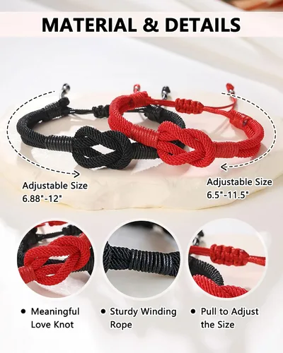 Miniatura 4 de Eryuor Pinky - Pulseras de nudo de promesa, regalos para parejas, Navidad, aniversario, día de San Valentín, regalos para hombres, mujeres, novio