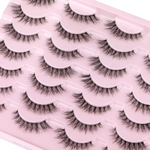 Miniatura 4 de Newcally Pestañas Postizas de Aspecto Natural Pestañas de Visón Voluminosas 3D con Volumen Pestañas Postizas 5D en Tira Pestañas Ojos de Gato