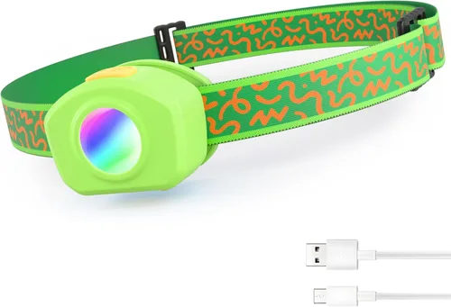 Miniatura 13 de EverBrite Linterna frontal LED recargable para niños con modo RGB y diadema ajustable, 3 modos multicolor para acampar, leer, explorar, Halloween
