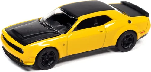 Miniatura 2 de 2018 Dodge Challenger SRT Demon Yellow Jacket & Black Limited Edition a 14408 piezas en todo el mundo 164 modelo fundido a presión por Autoworld