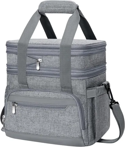 Miniatura 12 de Lonchera para Hombres, Bolsa de Almuerzo con Doble Aislamiento Reutilizable a Prueba de Fugas Bolsa Refrigeradora Portátil Bolsa de Comida para Negro