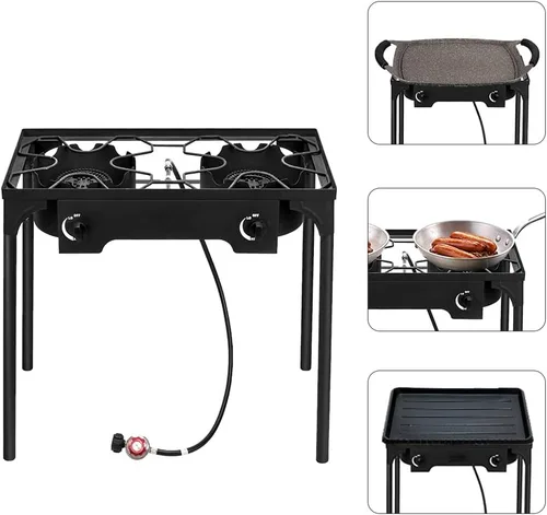 Miniatura 7 de Henf Estufa de campamento para exteriores, cocina portátil de gas propano de alta presión con regulador ajustable de 0-20 PSI, patas ajustables