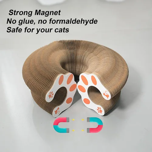 Miniatura 5 de Juguete para gatos de órgano mágico, cartón rascador interactivo con bola de campana, plegable y cambiable en forma de acordeón, juguete