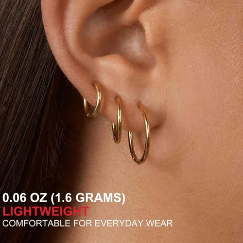 Miniatura 2 de Gacimy - Aros para mujer, chapados en oro de 14 quilates con plata de ley 925