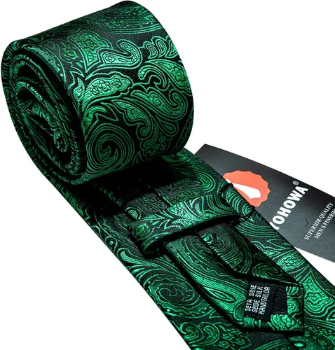 Miniatura 65 de Barry.Wang - Juego de corbata de seda para hombre, diseño de cachemira, pañuelo y gemelos de bolsillo