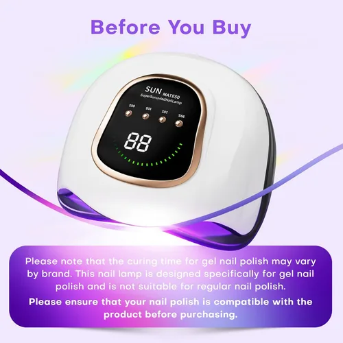 Miniatura 2 de Gugusure Lámpara de uñas UV mejorada. Secador de uñas para esmalte de gel con sensor automático y 4 ajustes de temporizador (blanco brillante)