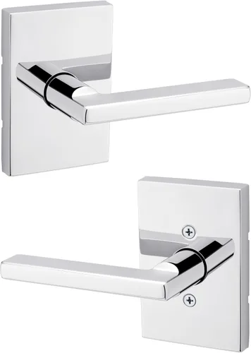 Miniatura 15 de Kwikset Halifax - Manija de puerta de paso interior, palanca para puertas de armario y pasillo, manija reversible sin bloqueo, color negro mate