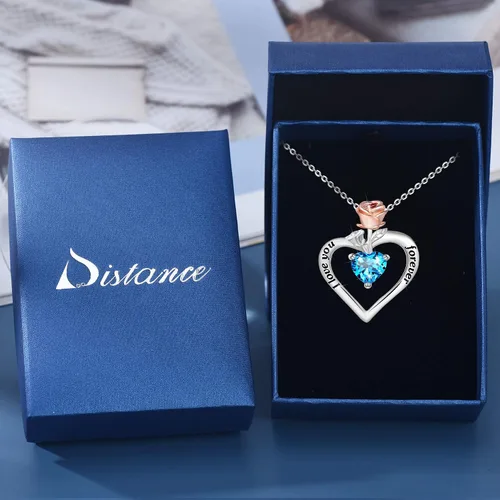 Miniatura 6 de Distance S925 Sterling Silver Rose Flower Necklace, Rose Bracelet, Two-Tone Cross Pendant Necklaces for Women Girls Gift for Valentine Birthday