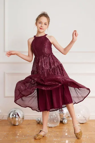Miniatura 9 de GRACE KARIN Vestido de lentejuelas para niñas 2024, elegante, lindo, vestido largo de fiesta para niñas de 5 a 14 años