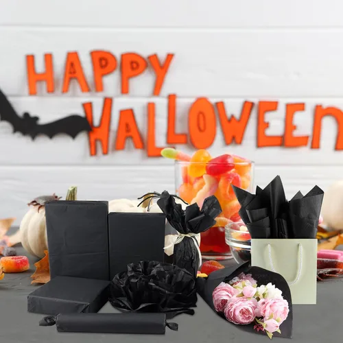 Miniatura 4 de NEBURORA 100 Hojas de Papel de Seda Negro para Bolsa de Regalo de 20 x 14 Pulgadas Papel de Seda de Envoltura a Granel Papel de Arte Decorativo