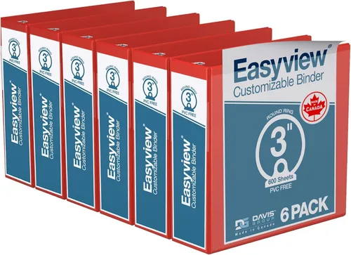 Miniatura 31 de Easyview - Carpetas prémium de 3 anillas con cubiertas transparentes y anillos redondos, carpetas para la escuela u oficina, 1 pulgada, paquete