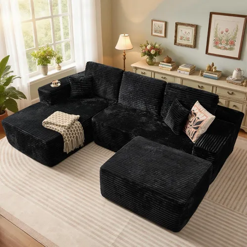 Miniatura 27 de 106" Cloud Boneless Couch with Chaise, L-Shape Deep Seat Sectional Couches, No Assembly Required, Convertible Modular Sleeper Sofa Bed, Living Room