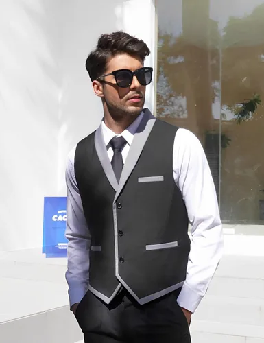 Miniatura 2 de COOFANDY Chaleco de traje para hombre, ajustado, formal, de negocios, chaleco casual para boda