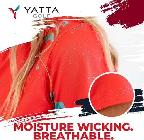 Miniatura 4 de YATTA GOLF Polo de golf para mujer resistente a las arrugas absorbe la humedad y cuello en V para mujer