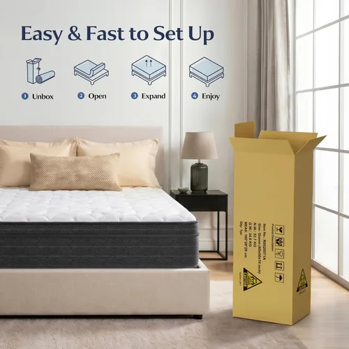 Miniatura 6 de Vesgantti Twin XL Bed Mattress 12 Inch - Cooling Hybrid Single Mattress in a Box for Back Pain Relief - Pocket Spring & Memory Foam