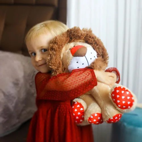 Miniatura 6 de WEIGEDU Peluche de león de amor, juguete de peluche de león rey con cola en forma de corazón de melena para niños, niñas, bebés, parejas, amantes