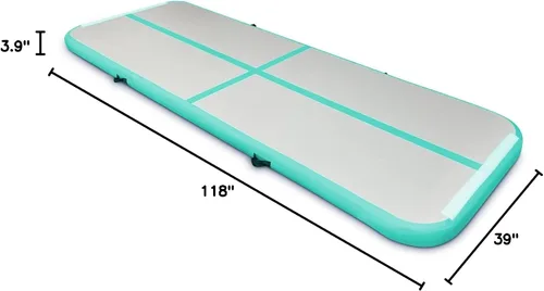 Miniatura 8 de SUDOO - Colchoneta inflable de gimnasia de 10 pies, esterilla de aire de 4" de espesor, pista de gimnasia para entrenamiento con bomba de aire Verde