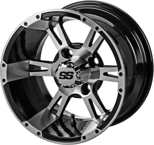Miniatura 3 de RM Cart - Raptor de 12 pulgadas negro/mecanizado en neumáticos de trail negros de 22 x 11-12 (juego de 4), se adapta a carritos Yamaha, neumáticos
