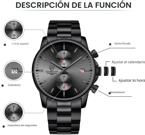 Miniatura 4 de GOLDEN HOUR Fashion Business - Relojes para hombre con cronógrafo, a prueba de agua, de acero inoxidable, reloj de cuarzo, con fecha automática