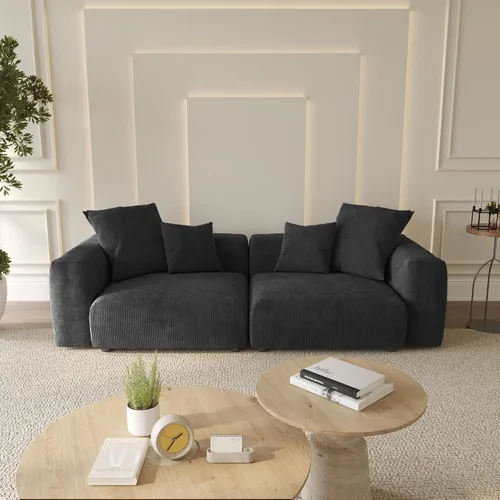 Miniatura 38 de WJShome Cloud Couch Sofá Seccional Modular, Sofá en Forma de L de 102 pulgadas con Otomana, Sofá de Pana Beige de 3 Asientos, Sofá Seccional
