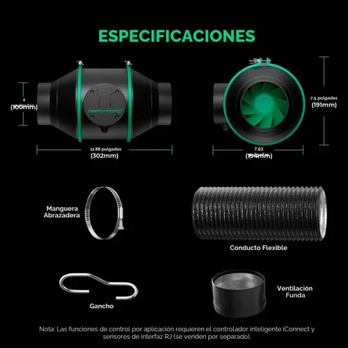 Miniatura 7 de MARS HYDRO Kit completo de tienda de cultivo de 2 x 2 con ventilador de 10 velocidades, luz LED TS600 de 100 W de espectro completo, 24 x 24 x 55