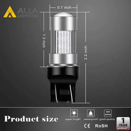 Miniatura 8 de Alla Lighting T20 7440 7443 Bombillas LED rojas superbrillantes 4014 54-SMD señal de giro, luces traseras de freno de repuesto para automóviles