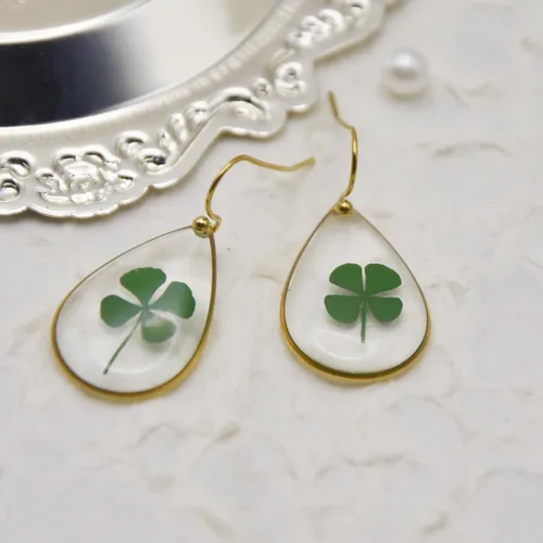Miniatura 30 de Pendientes de flores prensadas hechos a mano para mujer