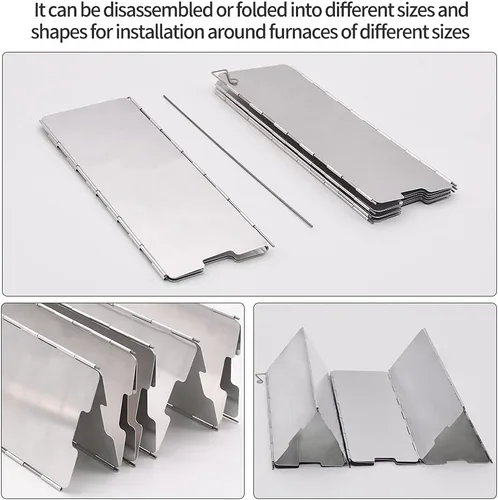 Miniatura 4 de Parabrisas de estufa de 10 platos, parabrisas de estufa de aluminio con bolsa de cordón, para camping, estufas de butano para acampar, estufas