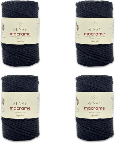 Miniatura 128 de Sensy - Cuerda de poliéster prémium de 0.197 in, 104 yardas, 100% polipropileno, cordón de macramé de 0.197 in, cuerda de ganchillo para bolsa