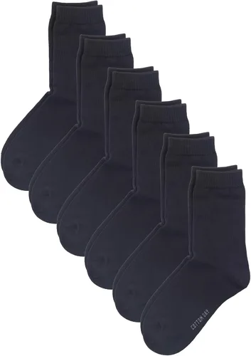 COTTON DAY Calcetines unisex de algodón suave para niños y niñas, con puntera sin costuras, color negro, blanco, gris, azul marino, paquete de 6