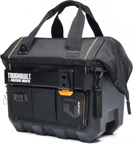 ToughBuilt ClipTech Series - Bolsa de herramientas de boca masiva de 16 pulgadas, bolsa de herramientas de gran apertura resistente con construcción
