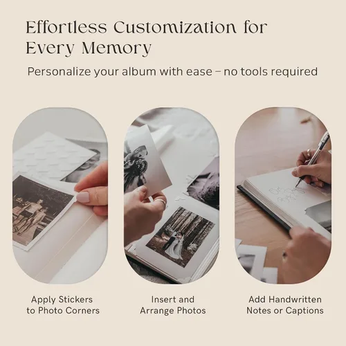 Miniatura 7 de La Lente - Álbum de recortes premium – Álbum de fotos con espacio para escribir – 100 páginas para múltiples tamaños 4x6, 5x7, 6x8, 8x10 – Capacidad