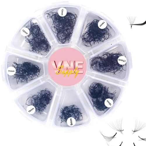 VNE - Extensiones de pestañas para 500 abanicos, bandeja de volumen, longitud mixta, extensiones de pestañas preformadas, extensiones de pestañas
