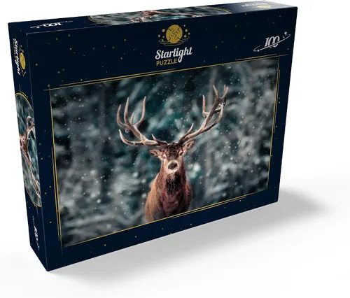 Miniatura 2 de MyPuzzle Noble Deer in Winter Snow Forest - Rompecabezas de 100 piezas para adultos