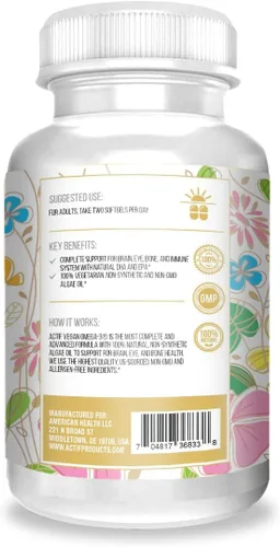 Miniatura 3 de Cápslas blandas veganas de Omega 3. Algal DHA El mejor suplemento prenatal DHA y aceite de pescado con ácidos grasos naturales – 60 unidades de 600