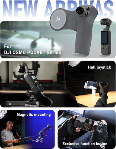 Miniatura 2 de MOVMAX Control remoto inalámbrico para DJI Osmo Pocket 4/3/2, soporte de teléfono Magsafe con joystick efecto Hall, batería de larga duración