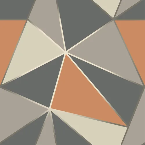 VEELIKE Apex - Papel tapiz geométrico para despegar y pegar, papel tapiz geométrico gris naranja de 17.7 x 354 pulgadas, papel tapiz removible,