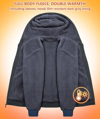 Miniatura 29 de GEEK LIGHTING Sudadera con capucha y cremallera para hombre, forro polar, chaqueta gruesa con capucha para invierno, cálida sudadera atlética