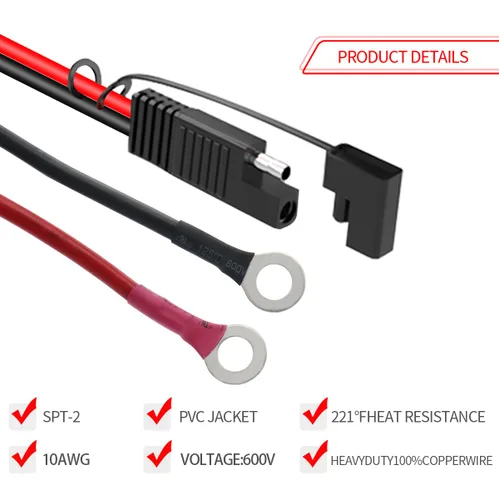 Miniatura 2 de ELFCULB Conector de batería SAE, arnés de terminal SAE a anillo tórico de 10 AWG, cable de batería SAE de 2 pines de desconexión rápida para Arnés