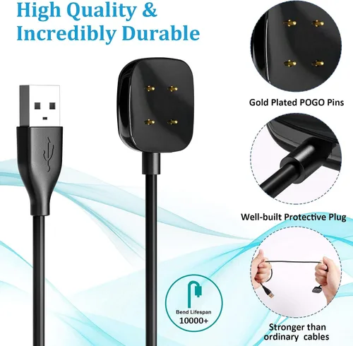 Miniatura 2 de Cable de Carga Maledan Compatible con Cargador Fitbit Sense/Fitbit Versa 4, Estación de Soporte de Carga USB de Reemplazo Durable Accesorios