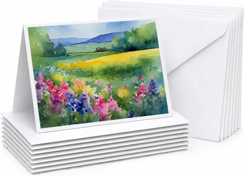 Miniatura 45 de Caroline's Treasures DAC1709GCA7P - Tarjetas de felicitación y sobres de arándanos de Texas en acuarela, paquete de 8 tarjetas en blanco con sobres