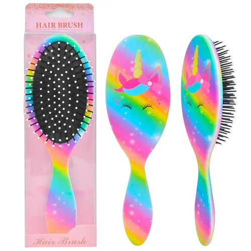 Miniatura 9 de Cepillo de pelo para niñas y niños pequeños, cepillo desenredante para cabello rizado y grueso, sin dolor, peine para niñas y mujeres, unicornio